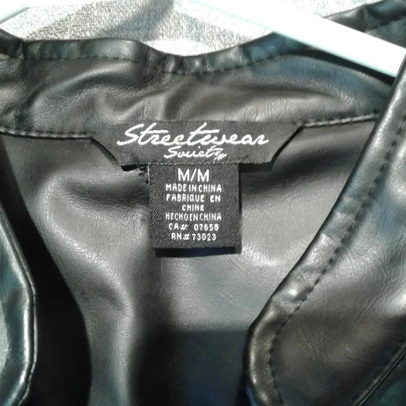 Black Sleeveless Sheer Vegan Faux Leather Moto  Vest with Tails Size M - Picture 3 of 9